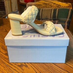 BESTCLO braided sandals - women, square toe, chunky block heel w/memory foam, 6